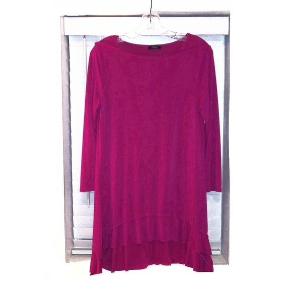 Cupio Magenta High Low Ruffle Hem Dress - Picture 2 of 7